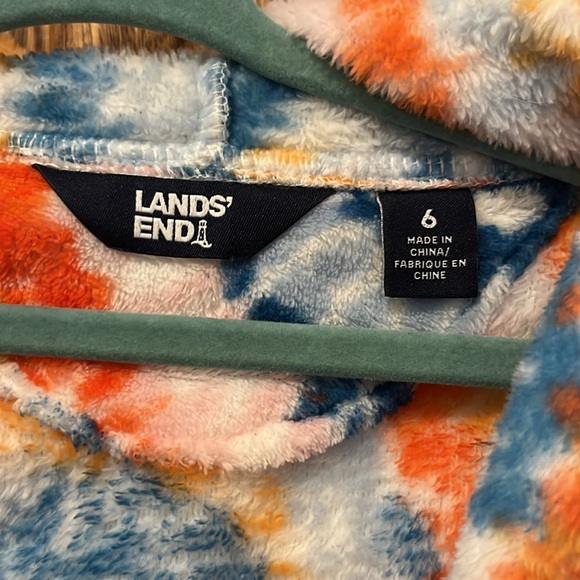 Lands End Fleece Hooded Robe - Size 6 - Picture 3 of 5